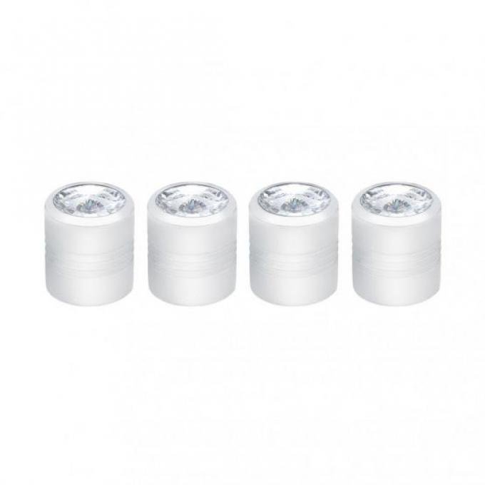 United Pacific Chrome Round Valve Caps w/ Clear Diamond (4 Pack) 70058