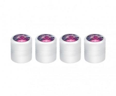 United Pacific Chrome Round Valve Caps w/ Purple Diamond (4 Pack) 70057