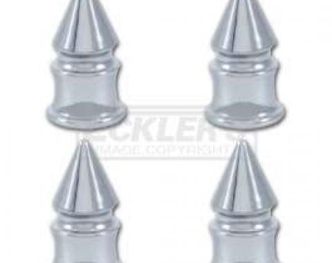 Full Size Chevy Valve Stem Caps, Chrome Spike, 1958-1984