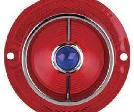 Full Size Chevy Taillight Lens, With Blue Dot and Chrome Ring, 1963