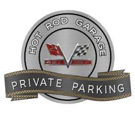 Chevy 427 Turbo Jet Hot Rod Garage Private Parking Metal Sign, 18 X 14