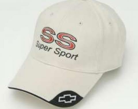 Chevy Cap, With Embroidered SS & Super Sport Script, Bone