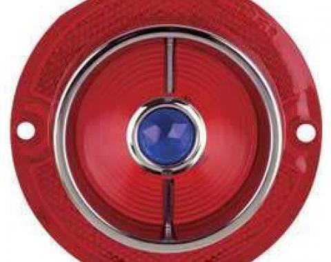 Full Size Chevy Taillight Lens, With Blue Dot and Chrome Ring, 1963