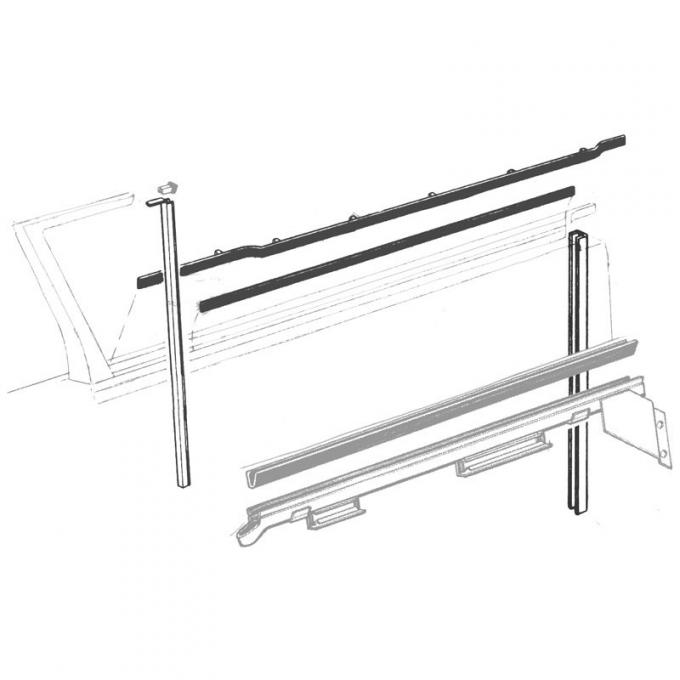 Dennis Carpenter Door Glass Anti-Rattler Kit - Hardtop & Retractable - 1957-58 Ford Car   B7A-7621460-S