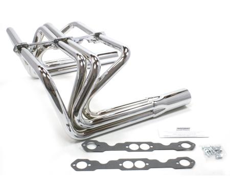 Patriot Exhaust Chevy Small Block Engines, Roadster "Fad T" Exhaust Header with Chrome Finish, Sprint Style H8070