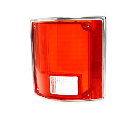 AMD Tail Lamp Lens, with Chrome trim, LH, 73-91 Chevy GMC C/K Truck Fleetside Pickup Blazer Jimmy Suburban X951-4073-2L