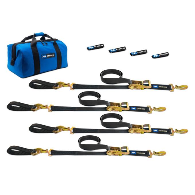 Race Ramps 2 x 10 Ultra Pack Tie-Down Straps with Detachable Axle Straps, Sewn Fixed Ends - Black 511210