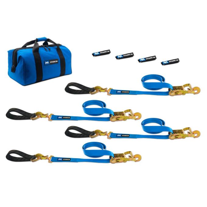 Race Ramps 2 x 6 Ultra Pack Tie-Down Straps with Detachable Axle Straps, Direct Hook Ends - Blue 512216