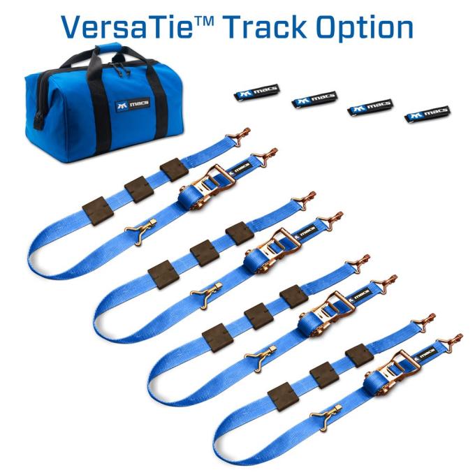 Race Ramps 2 x 10 Tire Block Strap Pack with VersaTie Track Ends - Blue 512001