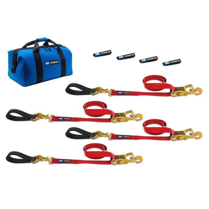 Race Ramps 2 x 8 Ultra Pack Tie-Down Straps with Detachable Axle Straps, Direct Hook Ends - Red 513218