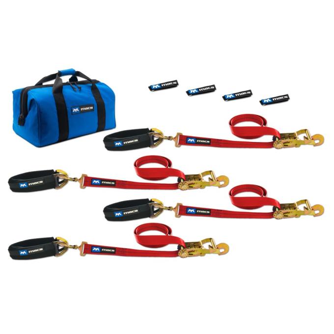 Race Ramps 2 x 6 Pro Pack Premium Tie-Down Strap Kit with 24 Axle Strap, Direct Hook Ends - Red 513616