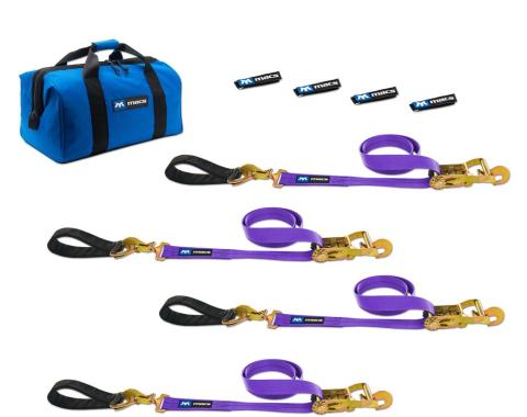Race Ramps Two 6 & Two 8 Ultra Pack Tie-Down Straps with Detachable Axle Straps, Sewn Fixed Ends - Purple 516268
