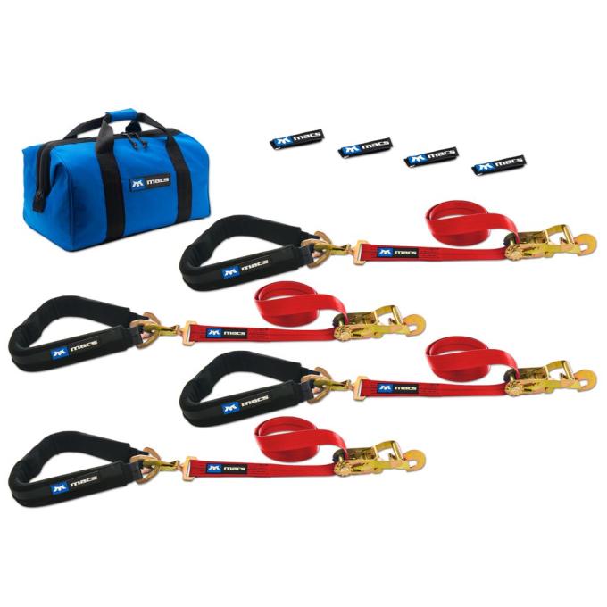 Race Ramps 2 x 6 Pro Pack Premium Tie-Down Strap Kit with 40 Axle Strap, Direct Hook Ends - Red 513656