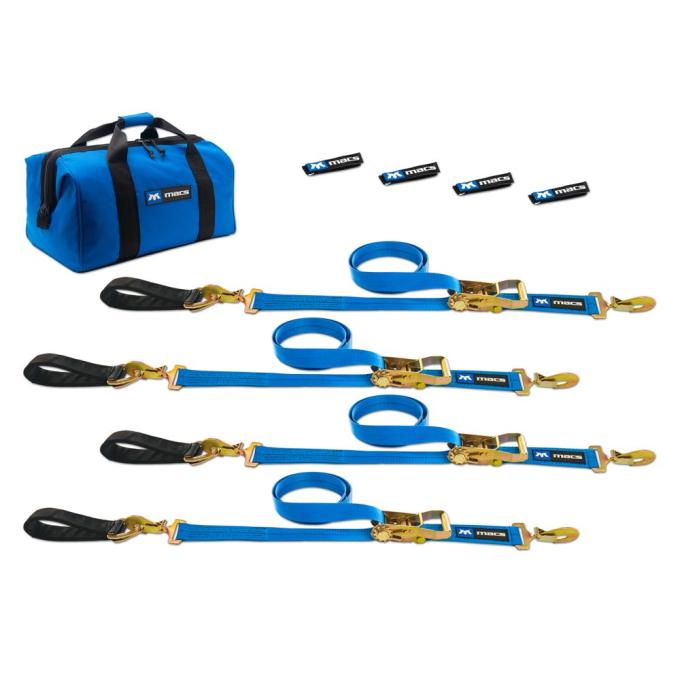 Race Ramps 2 x 10 Ultra Pack Tie-Down Straps with Detachable Axle Straps, Sewn Fixed Ends - Blue 512210