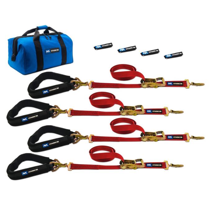 Race Ramps 2 x 6 Pro Pack Premium Tie-Down Strap Kit with 40 Axle Strap, Sewn Fixed Ends - Red 513646