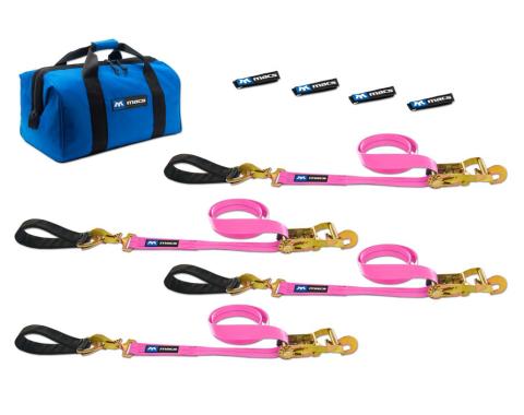 Race Ramps 2 x 10 Ultra Pack Tie-Down Straps with Detachable Axle Straps, Direct Hook Ends - Pink 519219