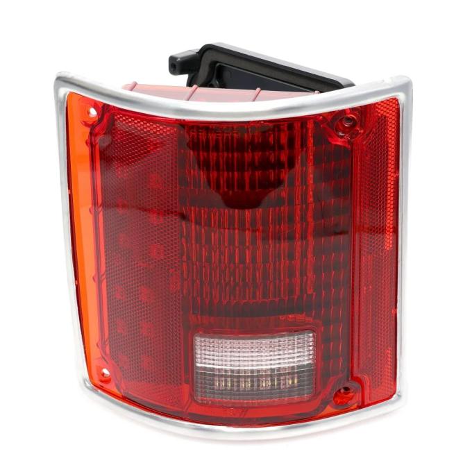 AMD Tail Light Assembly, Red Lens, 56 Sequential LED, Chrome Trim, LH, 73-91 Chevy GMC Squarebody Fleetside Truck Blazer Jimmy Suburban X950-4073-3EL