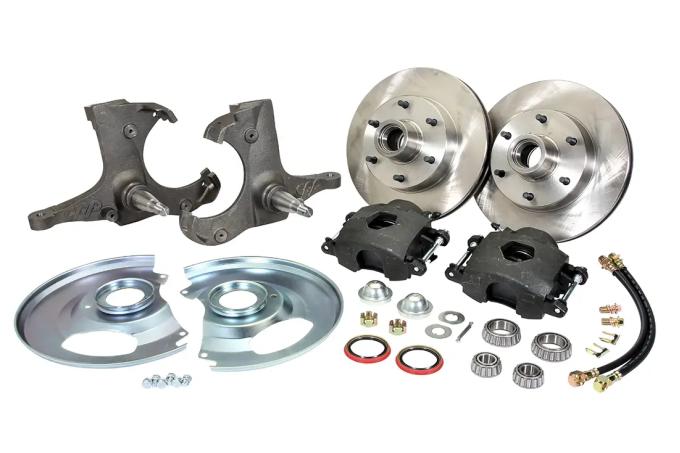 Classic Performance Front Disc Brake Kit w/ Stock Height Spindles for 63-70 C10, 12" Vented Rotor, Red Calipers, 6 x 5.5 6370SWBK-6OE-SR