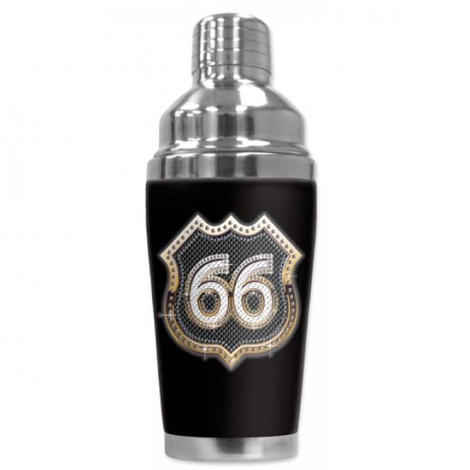 Mugzie Cocktail Shaker, Hot Or Cold, Checkered Flag Route 66 Bling (gold)