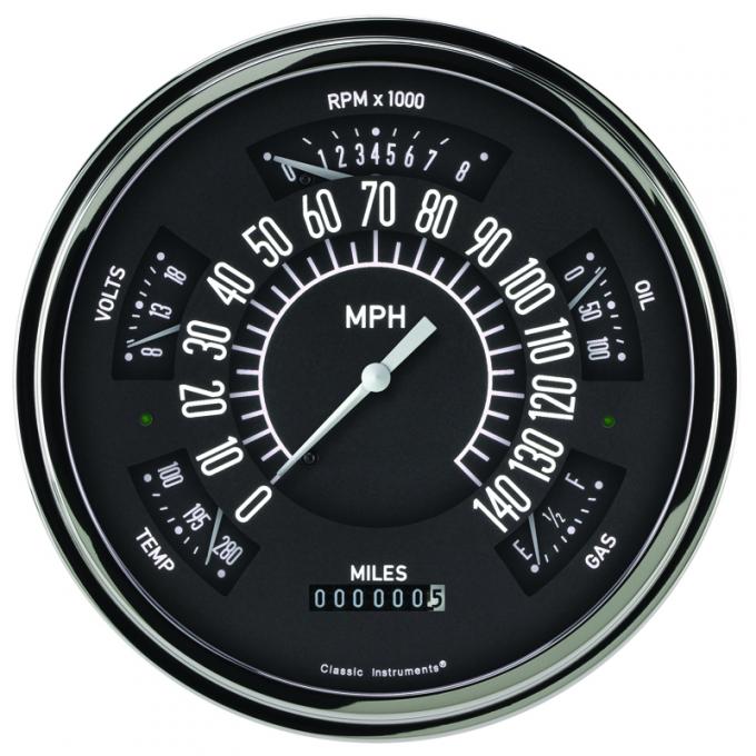 Dennis Carpenter Instrument Cluster - Black - 1961-66 Ford Truck FT61-B