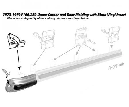 Dennis Carpenter Upper Cab Corner Molding - Right or Left Hand - 1973-79 Ford Truck D3TZ-10423A16-C