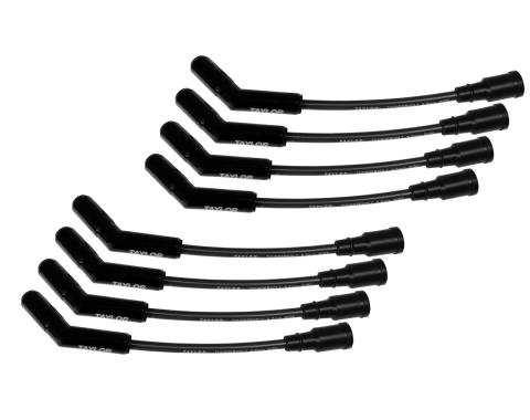 Taylor Cable Ford 7.3L Godzilla Engines 8.2mm ThunderVolt Spark Plug Wires with Black Ceramic Boots, 180&deg; Spark Plug Boot Angle, Black 85073-B