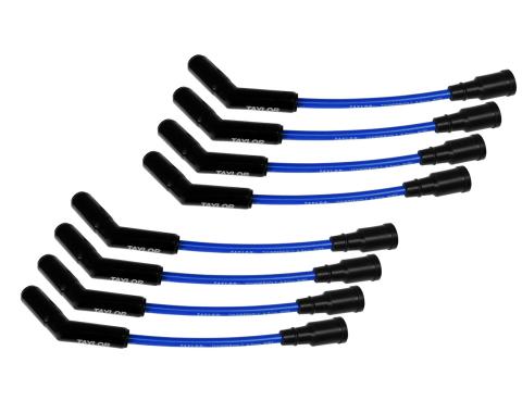 Taylor Cable Ford 7.3L Godzilla Engines 8.2mm ThunderVolt Spark Plug Wires with Black Ceramic Boots, 180&deg; Spark Plug Boot Angle, Blue 85673-B