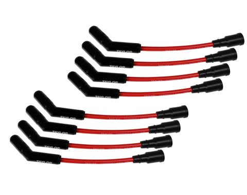 Taylor Cable Ford 7.3L Godzilla Engines 8.2mm ThunderVolt Spark Plug Wires with Black Ceramic Boots, 180&deg; Spark Plug Boot Angle, Red 85273-B