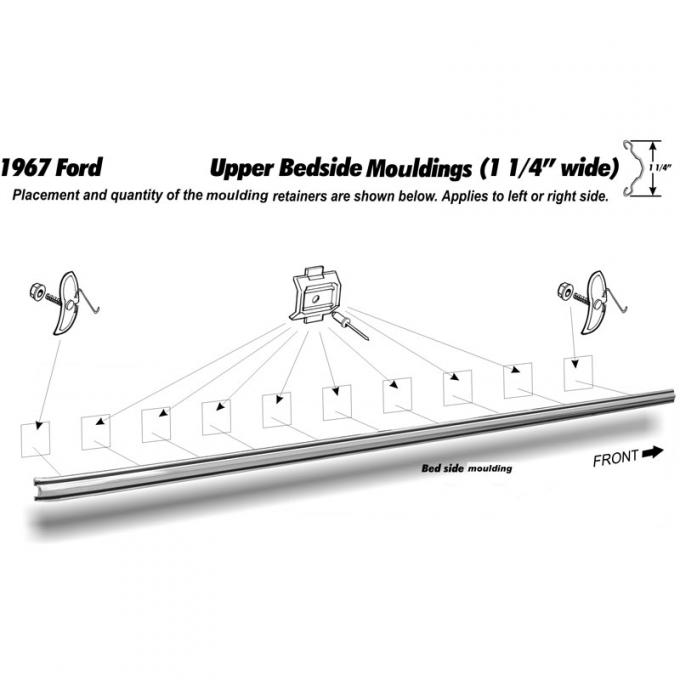 Dennis Carpenter Upper Bed Side Molding - Right or Left - Long Bed - Pickup - 1967 Ford Truck C7TZ-9929038-B