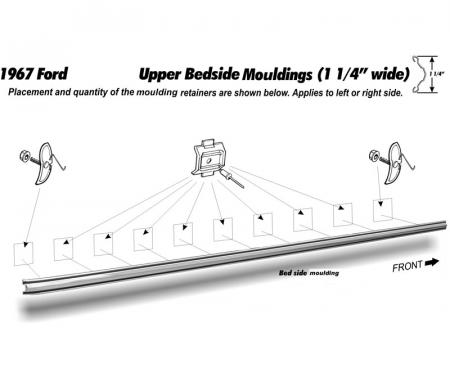 Dennis Carpenter Upper Bed Side Molding - Right or Left - Long Bed - Pickup - 1967 Ford Truck C7TZ-9929038-B