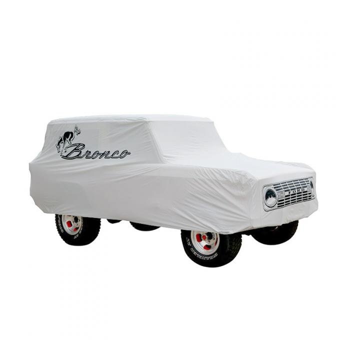 Dennis Carpenter Indoor Bronco Cover with Script - Light Gray - Precision Fit - 1966-77 Ford Bronco COV-32