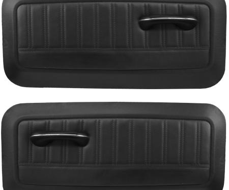 TMI Front Molded Door Panels, Sport Pattern  1964-1966 Chevrolet/GMC Truck Standard cab, Charcoal Black Verona Vinyl W/Black Stitch 11-83004-6525-BKS