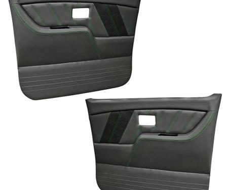 TMI Front Molded Door Panels, Sport-R Pattern  1981-1987 Chevrolet/GMC Truck/Blazer/Jimmy, Charcoal Black Verona Vinyl, Black Unisuede W/Gray Stitch 11-83018-6525-99-GS