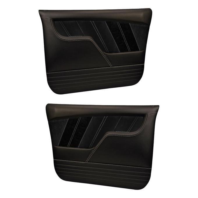 TMI Front Molded Door Panels, Sport-R Pattern  1967-1972 Chevrolet/GMC Truck/Blazer/Jimmy, Charcoal Black Verona Vinyl, Black Unisuede W/Gray Stitch 11-83013-6525-99-GS