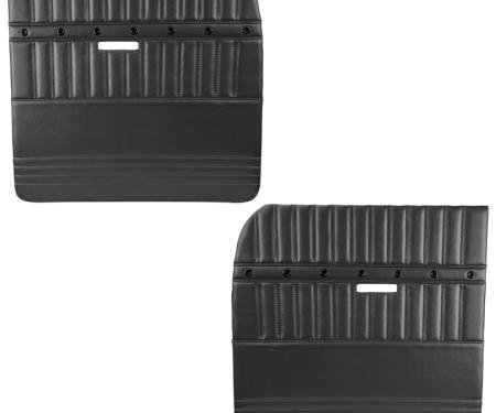 TMI Front Flat Door Panels, Sport-X Pattern  1955-1959 Chevrolet/GMC Truck Standard cab, Charcoal Black Verona Vinyl W/Black Stitch, Black Grommets/Background 11-83021-6525-BKS-BGBK