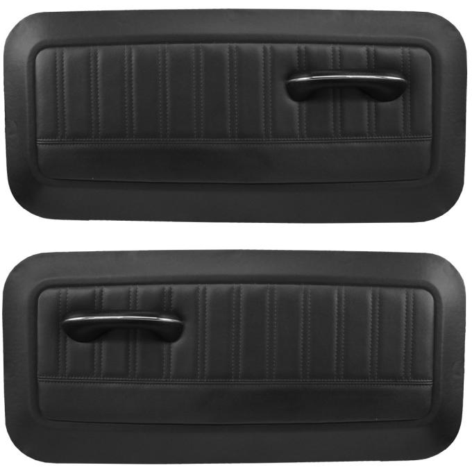 TMI Front Molded Door Panels, Sport Pattern  1964-1966 Chevrolet/GMC Truck Standard cab, Charcoal Black Verona Vinyl W/Black Stitch 11-83004-6525-BKS
