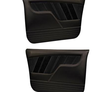 TMI Front Molded Door Panels, Sport-R Pattern  1967-1972 Chevrolet/GMC Truck/Blazer/Jimmy, Charcoal Black Verona Vinyl, Black Unisuede W/Gray Stitch 11-83013-6525-99-GS