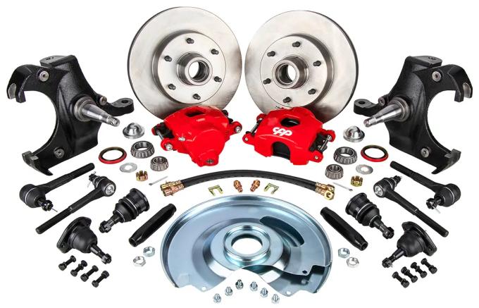 Classic Performance Front Disc Brake Kit with 2.5" Drop Spindles with Ball Joints, Tie Rods & Sleeves 6370SWBK-6D-R