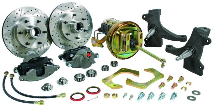 Classic Performance Front/Rear Disc Kit w/ Power Brake Booster Kit, 2.5" Drop Spindles for 1963-1966 1/2 Ton Chevy Truck 6366CBK-5MOD-ARGX