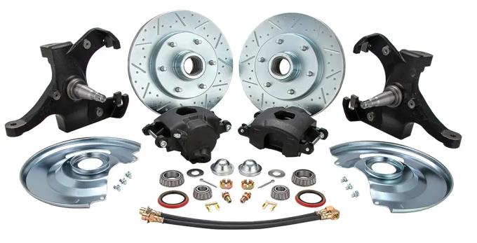 Classic Performance Front Disc Brake Kit with 2.5" Drop Spindles for 1963-1970 Chevy 1/2 Ton Truck, 6x5.5 12" Rotor 6370SWBK-6OE-ARGX