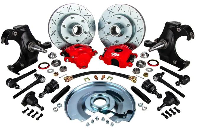Classic Performance Front Disc Brake Kit with 2.5" Drop Spindles with Ball Joints, Tie Rods & Sleeves 6370SWBK-6D-ARGXR