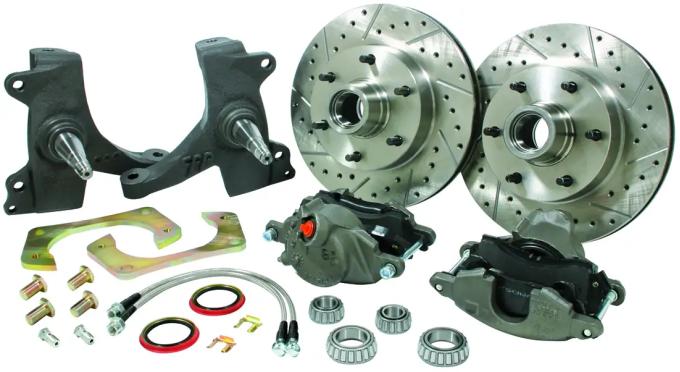 Classic Performance Front Disc Brake Kit w/ 2.5" Modular Drop Spindles for 1971-1972 Chevy 1/2 Ton Truck, 6x5.5 12" Rotor, Drilled/Slotted 7172SWBK-6ARGX