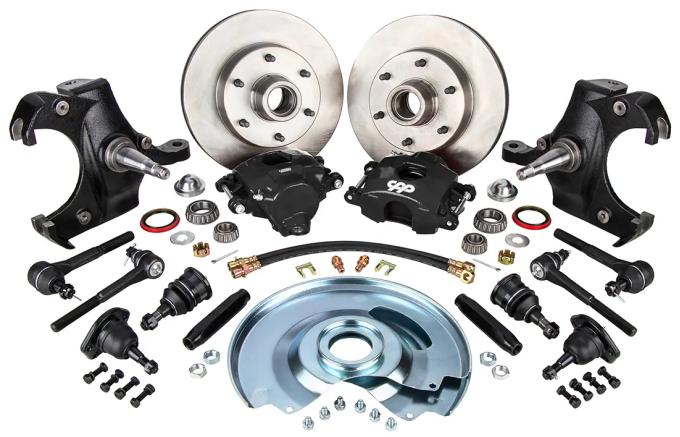 Classic Performance Front Disc Brake Kit with 2.5" Drop Spindles with Ball Joints, Tie Rods & Sleeves 6370SWBK-6D-B
