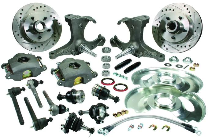 Classic Performance Front Disc Brake Kit w/ Stock Height Spindles for 63-70 C10, 12" Drilled/Slotted Rotor, Calipers 5 x 5 6370SWBK-5SUG