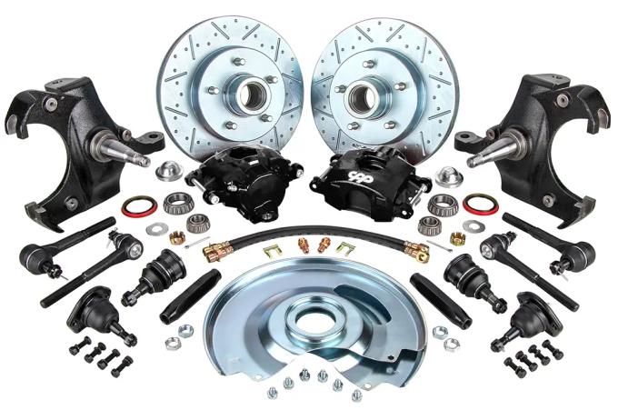 Classic Performance Front Disc Brake Kit with 2.5" Drop Spindles with Ball Joints, Tie Rods & Sleeves, 1963-70 C10 6370SWBK-5DUG-B