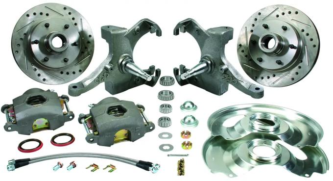 Classic Performance Front Disc Brake Kit w/ 2.5" Modular Drop Spindles for 1960-1962 Chevy 1/2 Ton Truck, 6x5.5 12" Rotor, Drilled/Slotted 6062SWBK-6ARGX