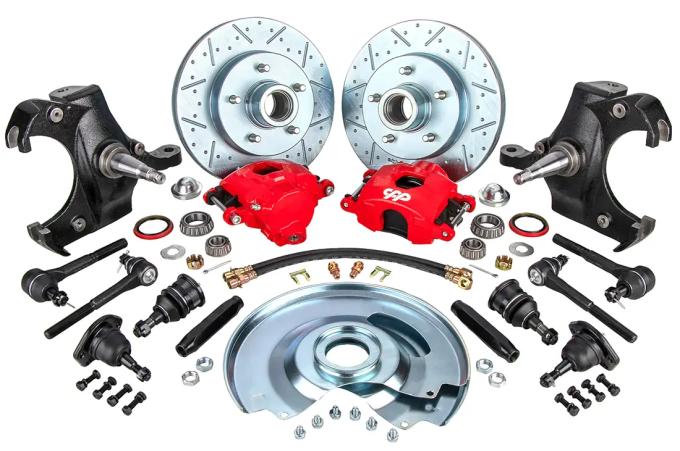 Classic Performance Front Disc Brake Kit with 2.5" Drop Spindles with Ball Joints, Tie Rods & Sleeves, 1963-70 C10 6370SWBK-5DUG-R