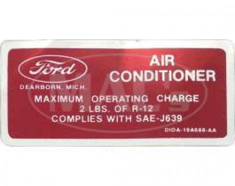Air Conditioner Charge Decal, Ranchero, Torino, 1971