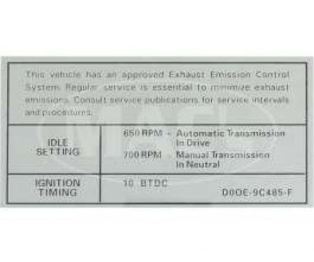 Emission Decal, 429 CJ AT/MT, (Before 10-1), Fairlane, Ranchero, Torino, 1970