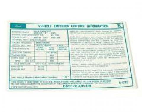 Emission Decal, 351-2V AT, Ranchero, Torino, 1976